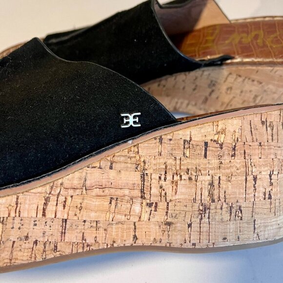 Sam Edelman Ranger Black Suede Cork Wedge Mules Size 10 - Picture 10 of 15